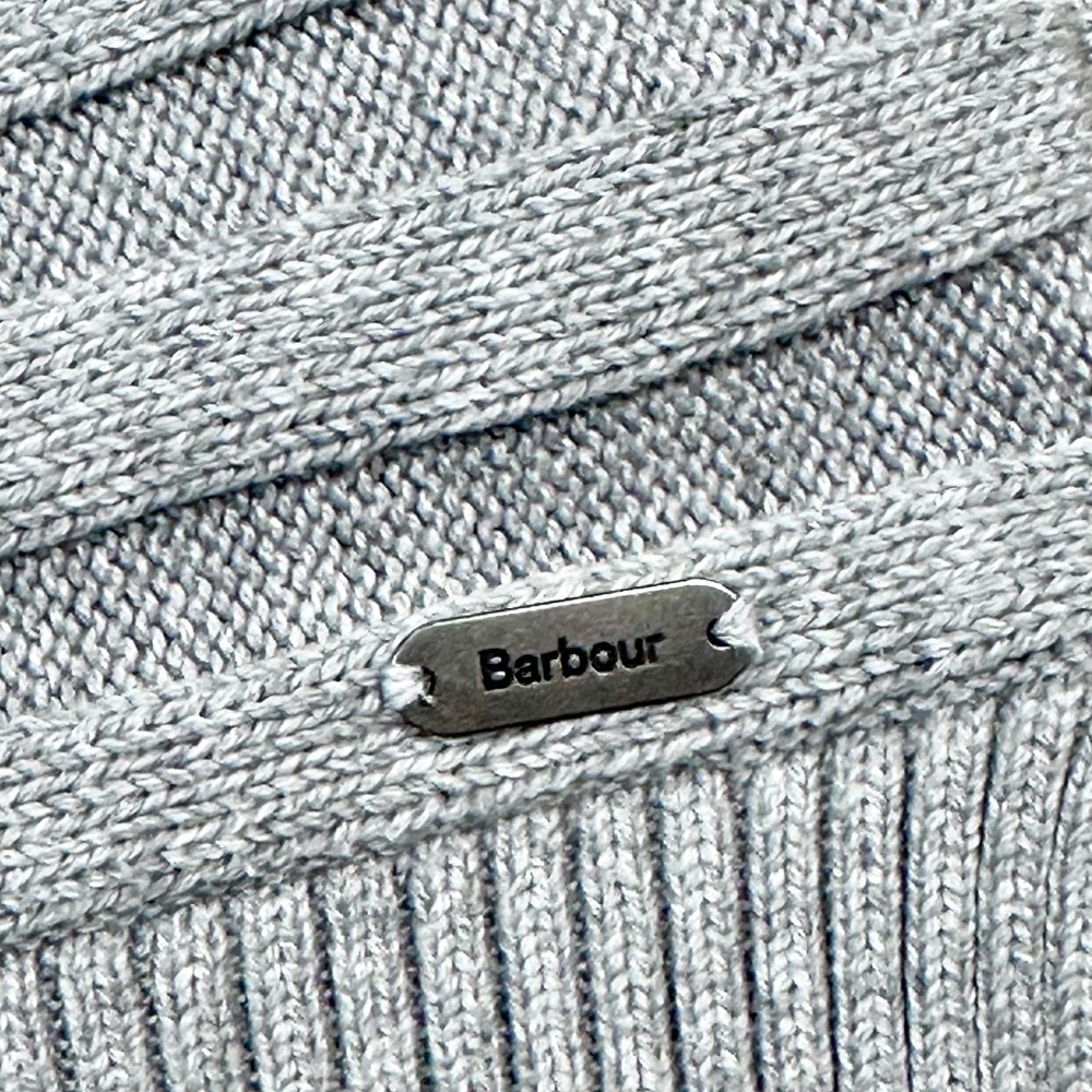 Barbour Knit Sweater Women Medium Gray Ribbed Cotton Pullover Lightweight Casual - Picture 15 of 17